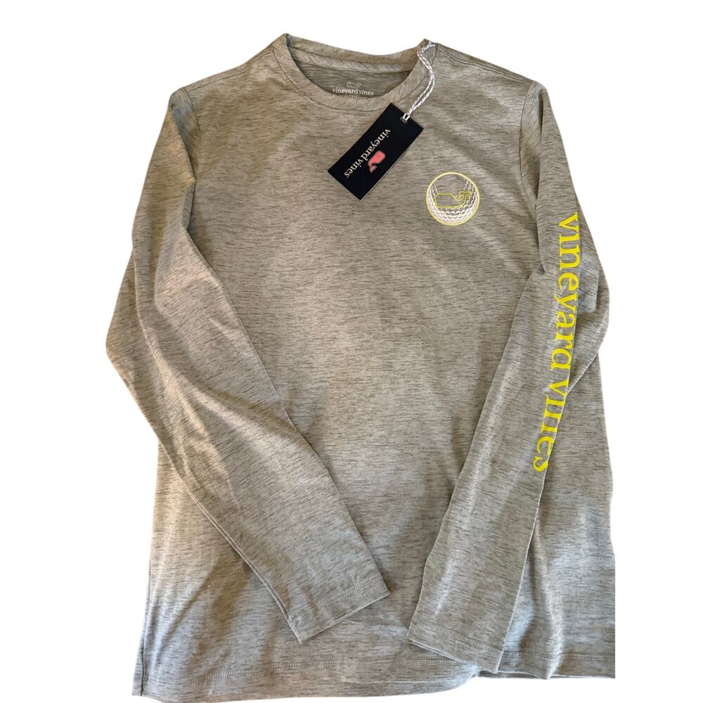 NEW Vineyard Vines performance grey golf shirt size 12-14